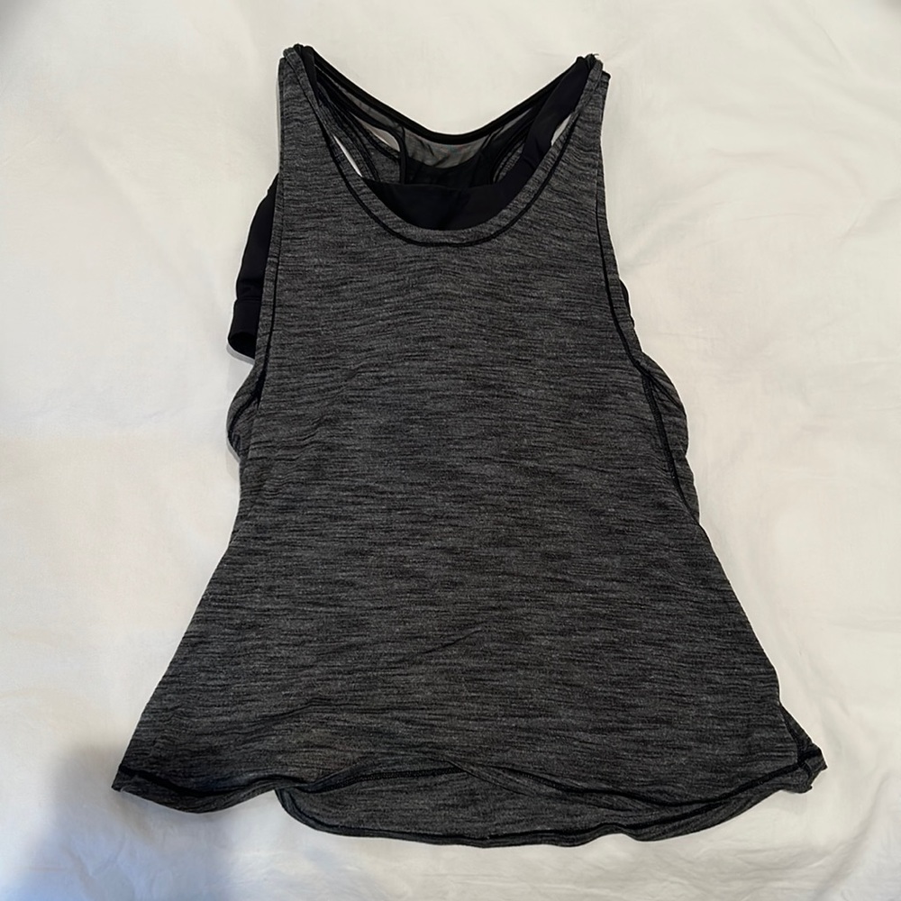 Lululemon gray/black Tank with bra size 4